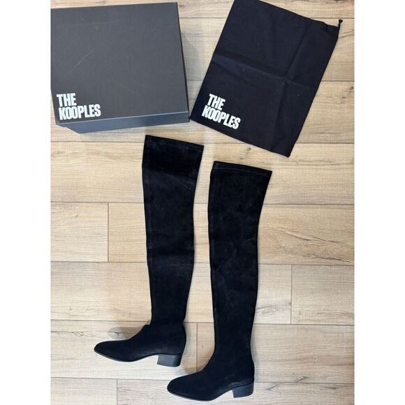 The Kooples Black Stretch Over The Knee LEATHER THIGH-HIGH BOOTS Women’s 36 /5.5 - Picture 6 of 12